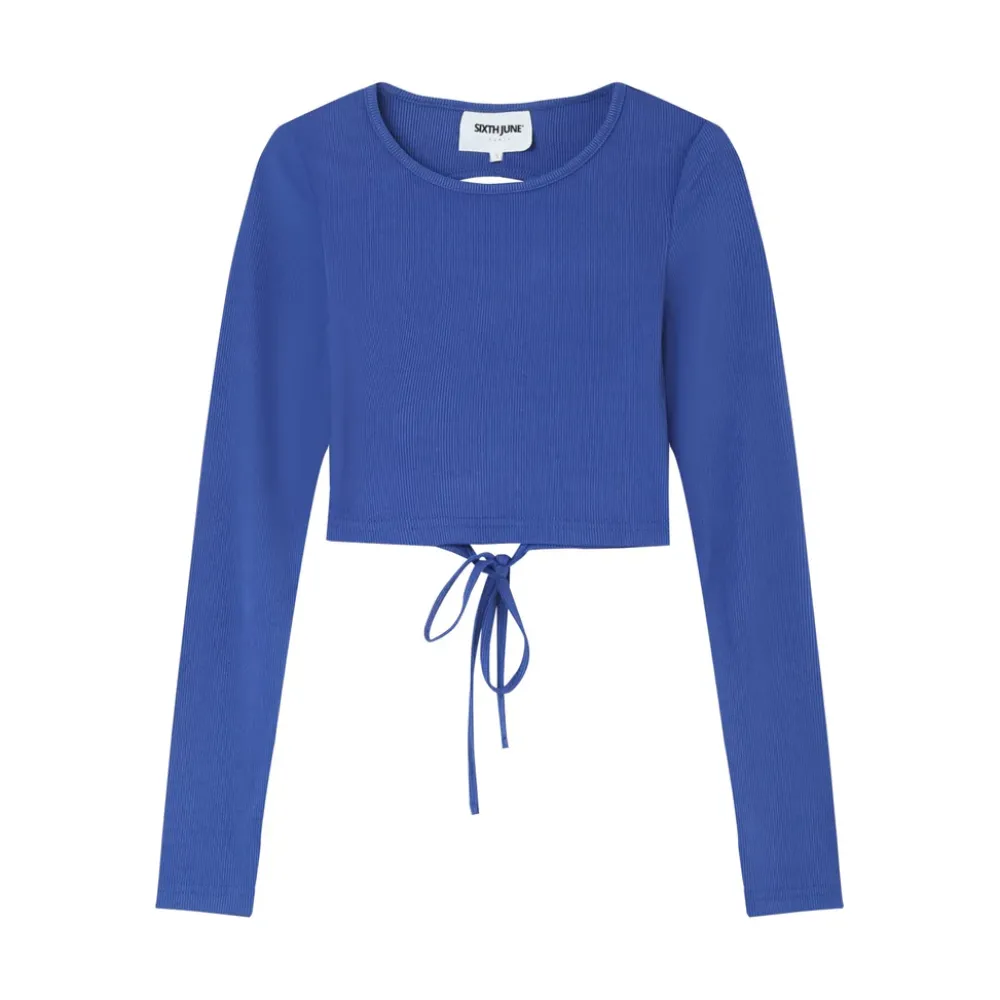 Femme Sixth June Hauts | Top Manches Longues Ouverture Dos Bleu Fonce