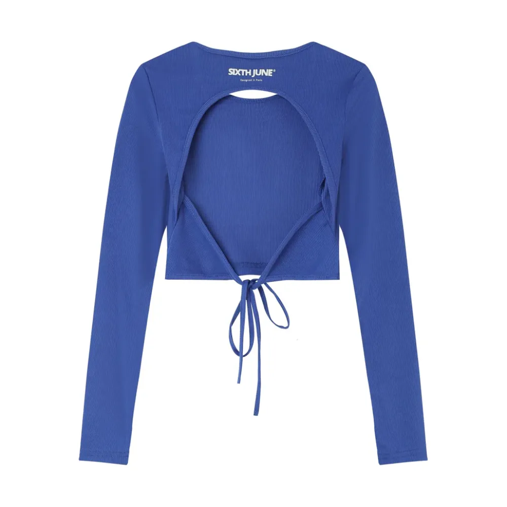 Femme Sixth June Hauts | Top Manches Longues Ouverture Dos Bleu Fonce