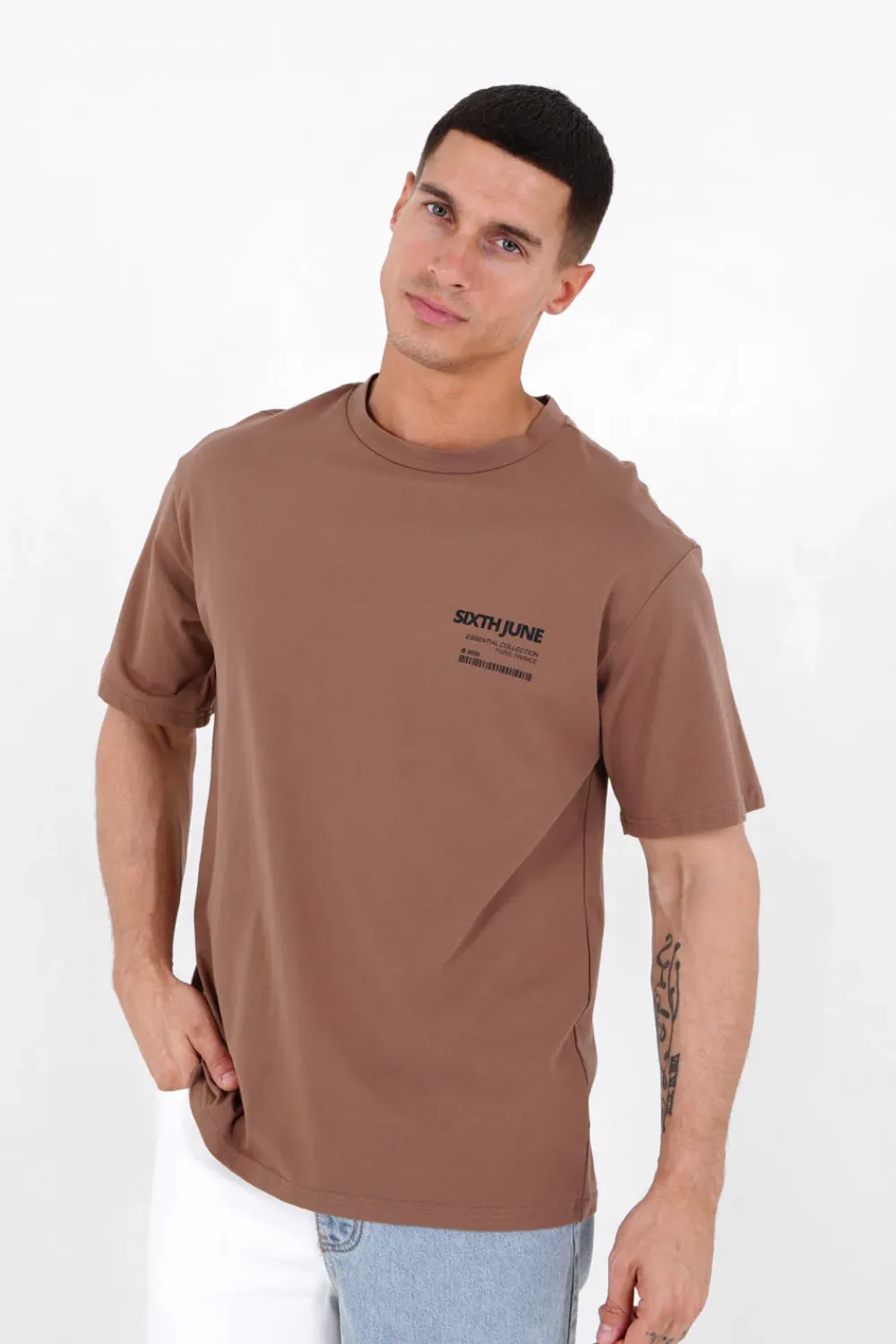 Homme Sixth June Hauts | T-Shirt Barcode Marron