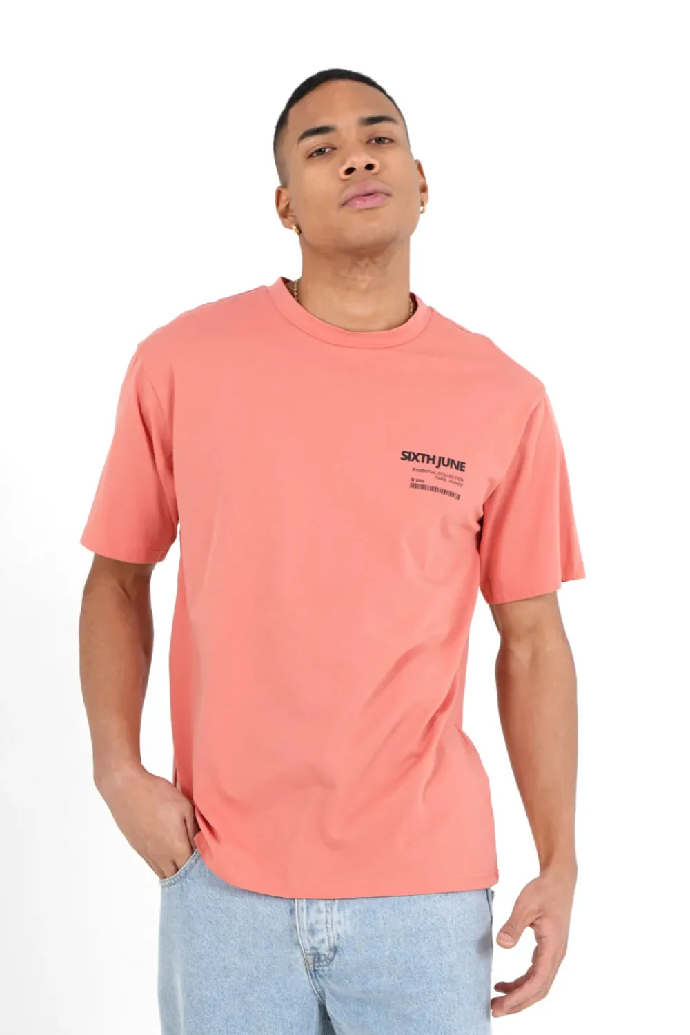 Homme Sixth June Hauts | T-Shirt Barcode Rose