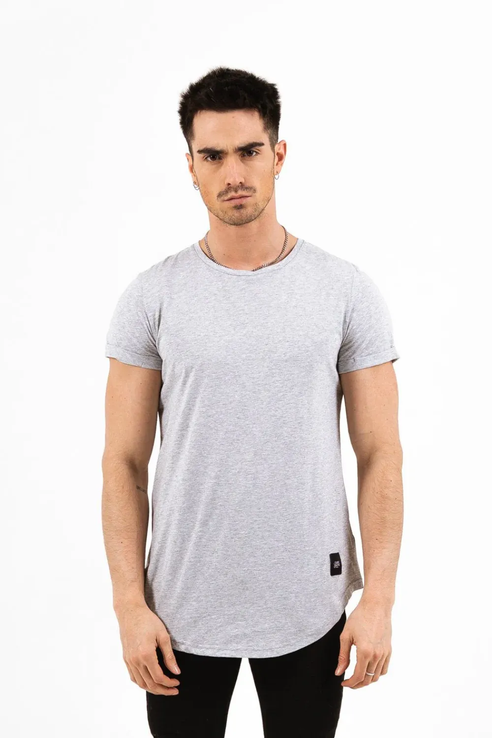 Homme Sixth June Hauts | T-Shirt Bas Arrondi Gris Clair