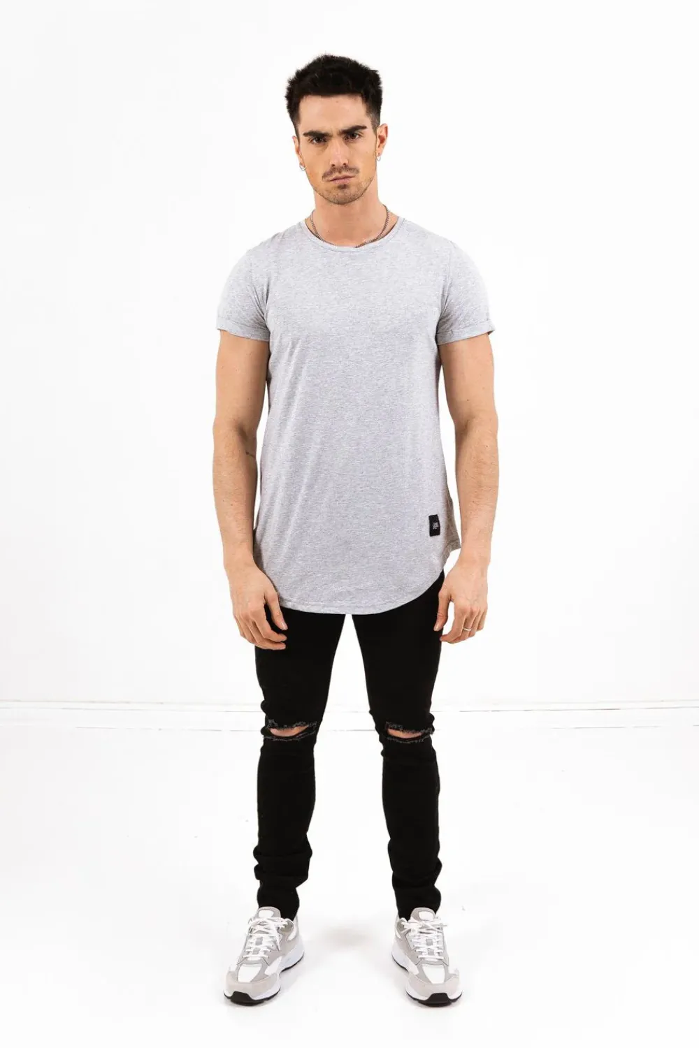 Homme Sixth June Hauts | T-Shirt Bas Arrondi Gris Clair