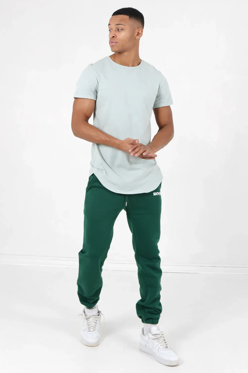 Homme Sixth June Hauts | T-Shirt Bas Arrondi Long Vert Clair