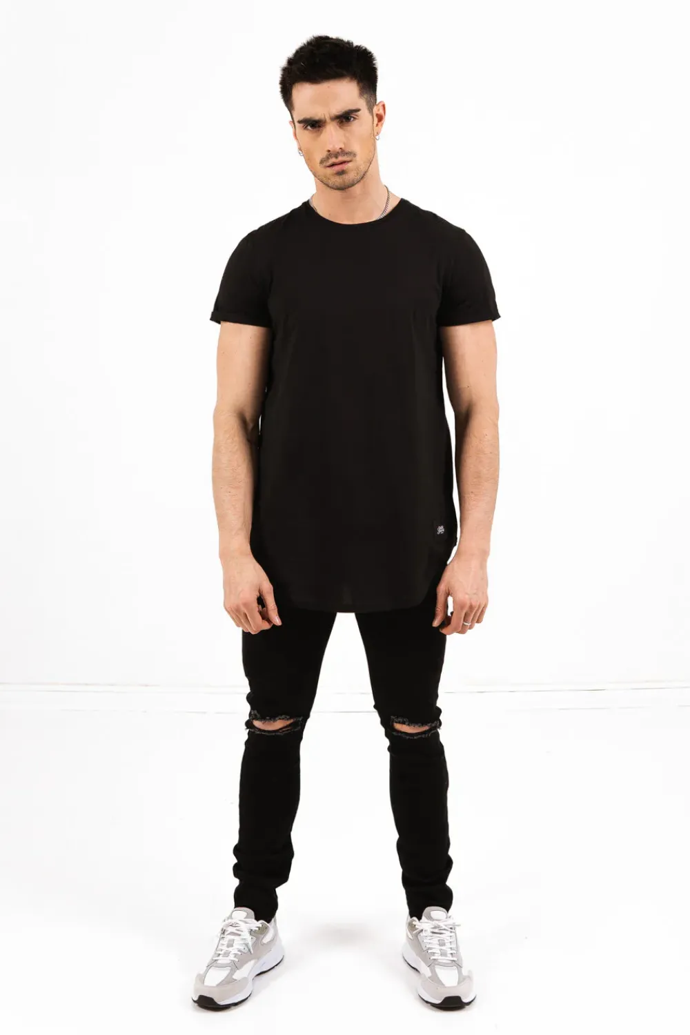 Homme Sixth June Hauts | T-Shirt Bas Arrondi Noir