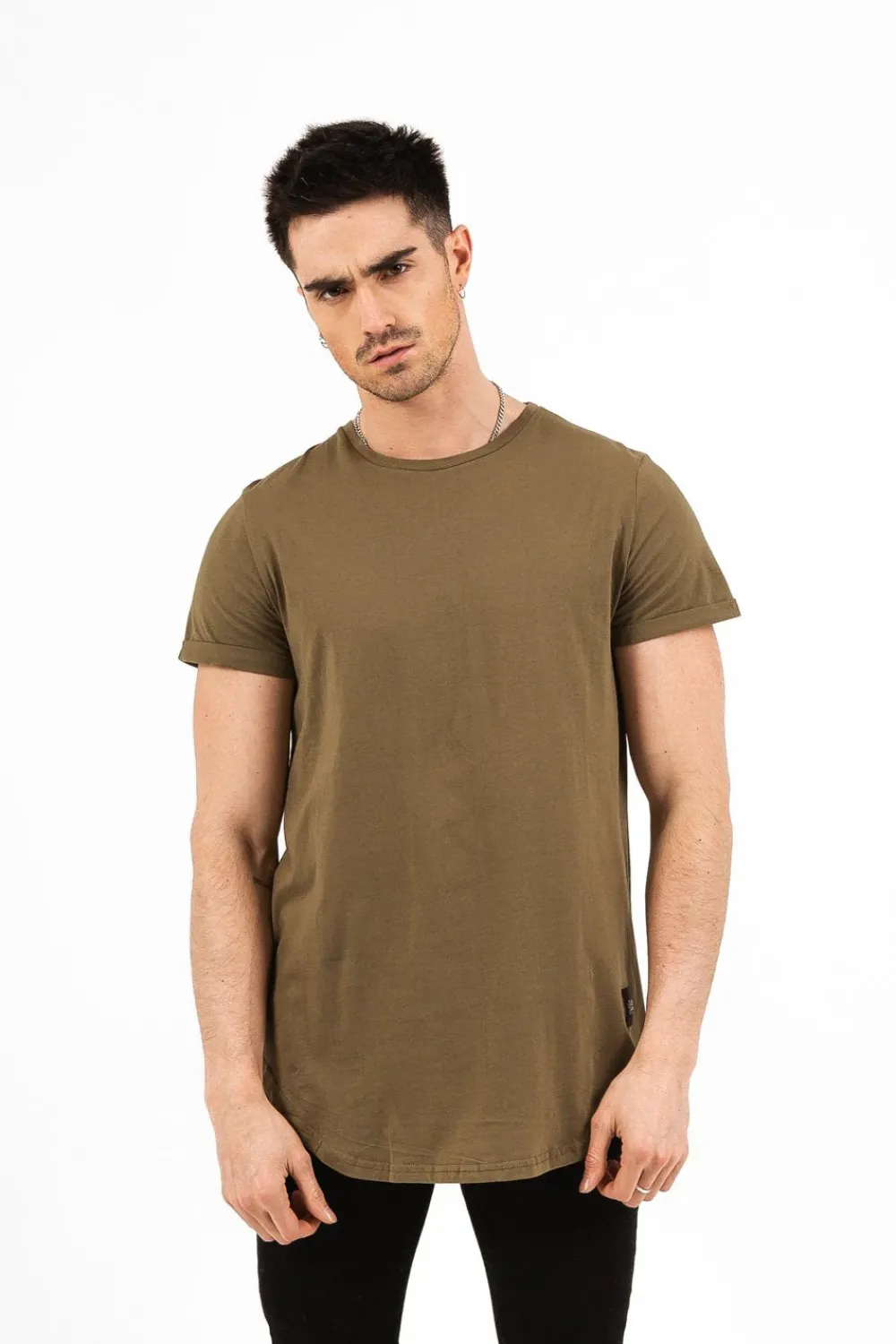 Homme Sixth June Hauts | T-Shirt Bas Arrondi Vert Kaki