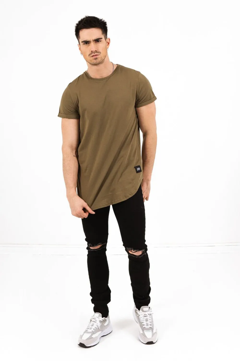 Homme Sixth June Hauts | T-Shirt Bas Arrondi Vert Kaki