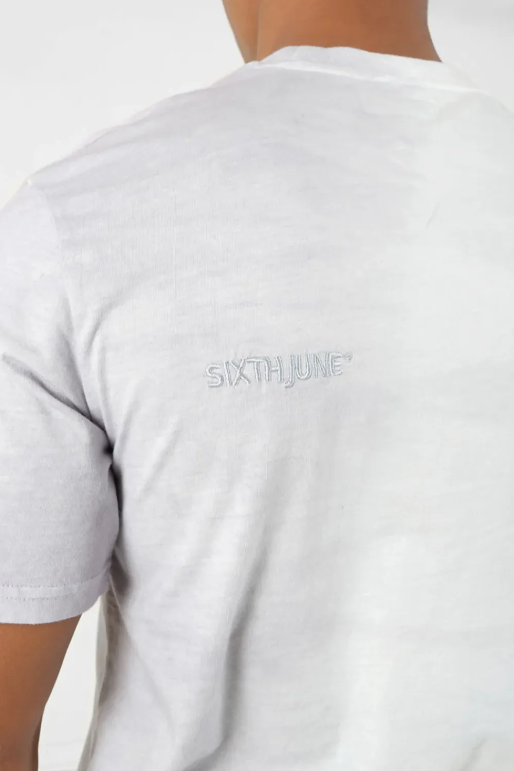 Homme Sixth June Hauts | T-Shirt Bicolore Delave Logo Gris