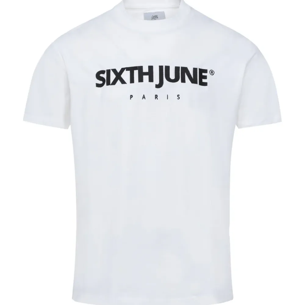 Homme Sixth June Hauts | T-Shirt Broderie Logo Paris Blanc