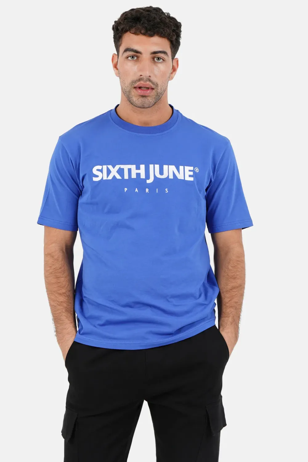 Homme Sixth June Hauts | T-Shirt Broderie Logo Paris Bleu Fonce