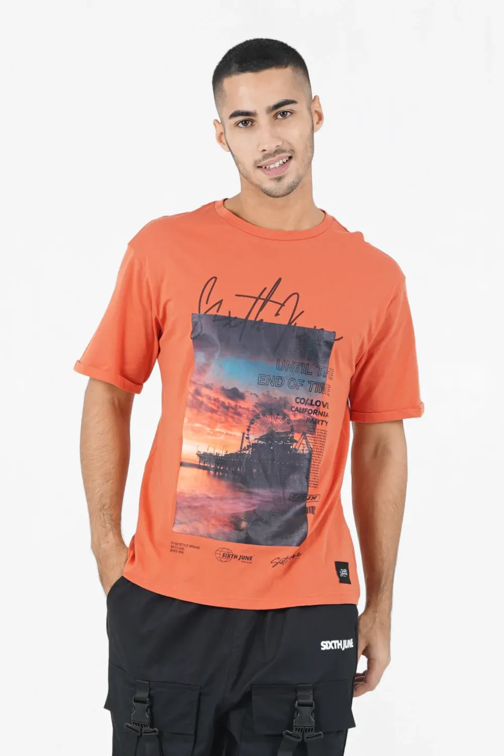 Homme Sixth June Hauts | T-Shirt California Sunset Orange