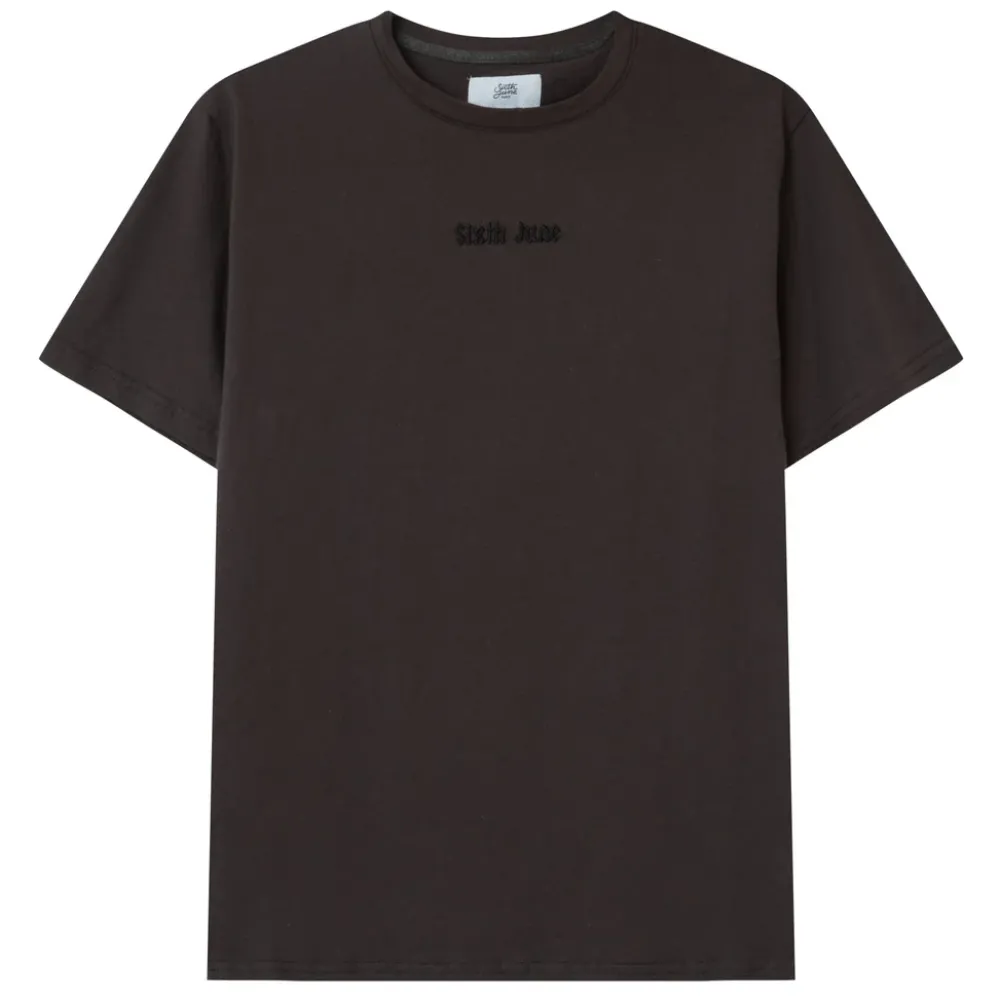 Homme Sixth June Hauts | T-Shirt Citation Brode Gris Fonce