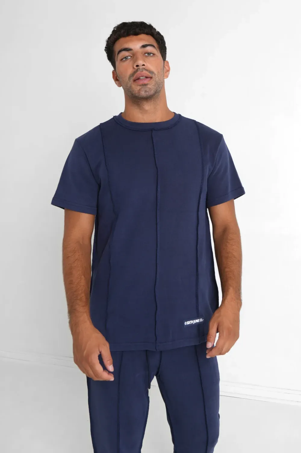 Homme Sixth June Hauts | T-Shirt Coutures Exterieure Epais Bleu