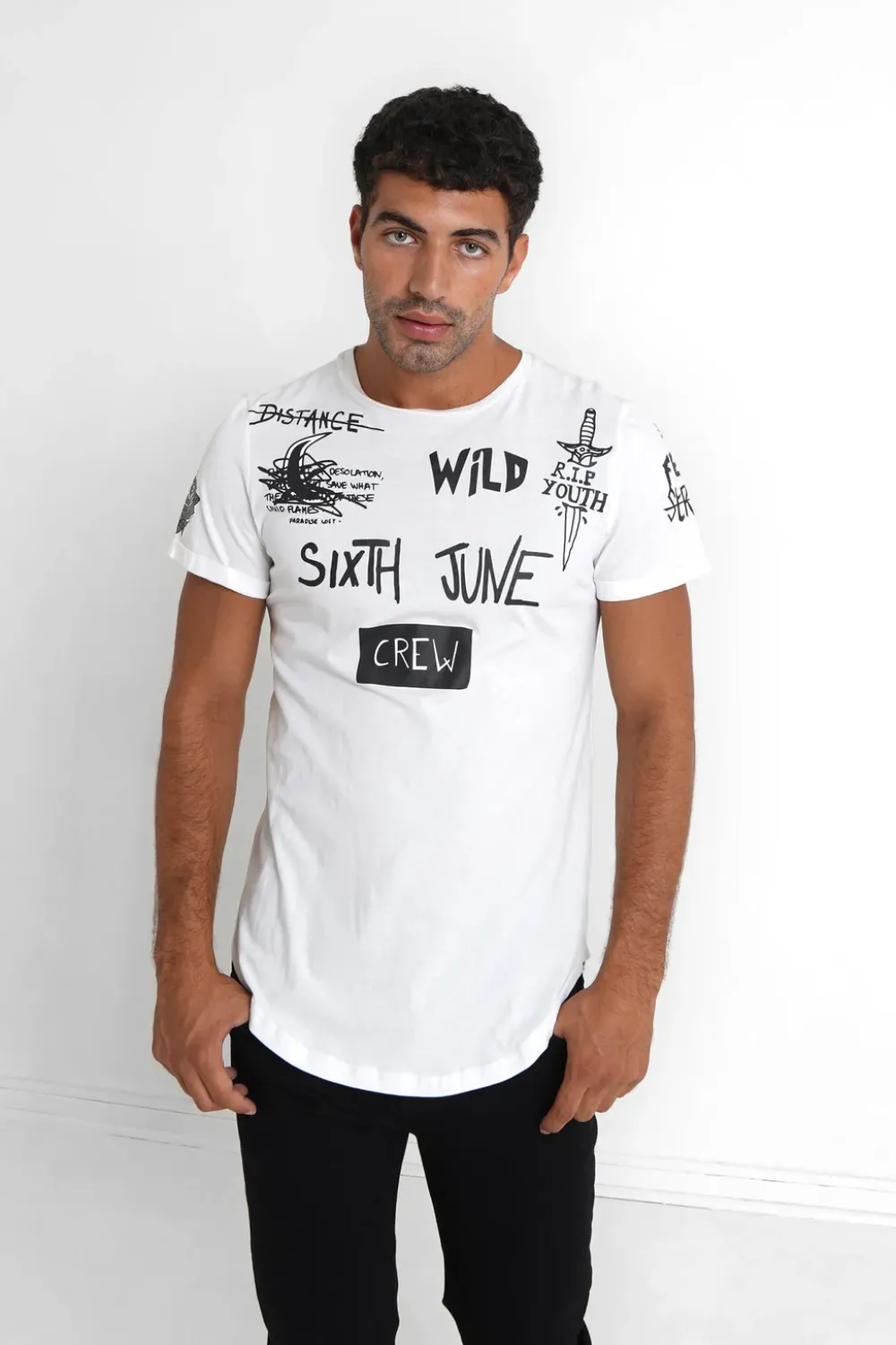 Homme Sixth June Hauts | T-Shirt Crew Blanc