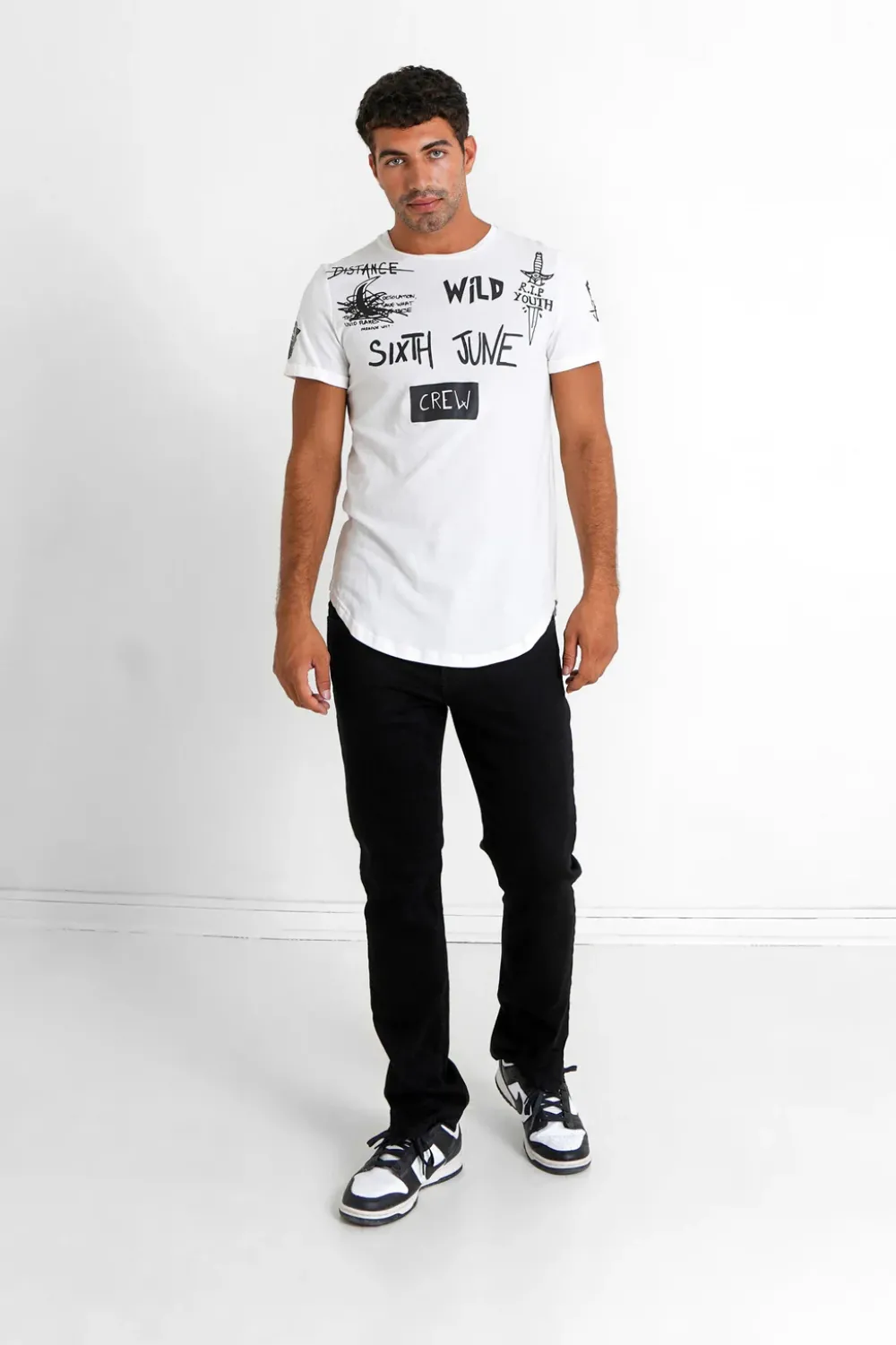 Homme Sixth June Hauts | T-Shirt Crew Blanc