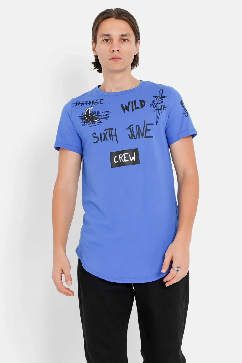 Homme Sixth June Hauts | T-Shirt Crew Bleu Fonce