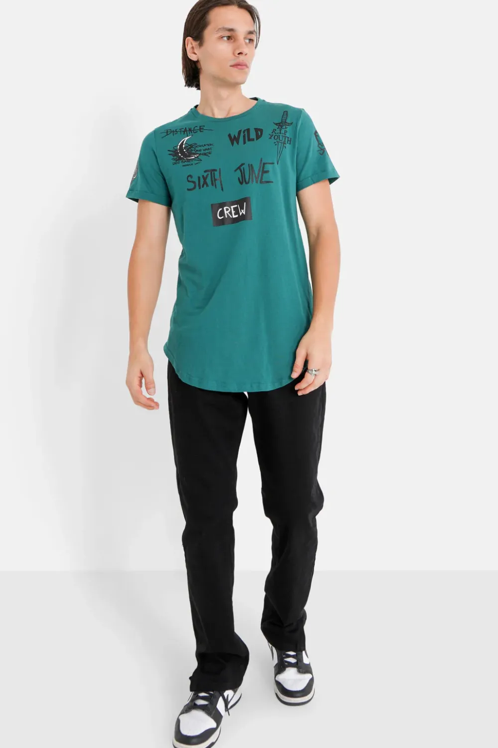 Homme Sixth June Hauts | T-Shirt Crew Vert Fonce