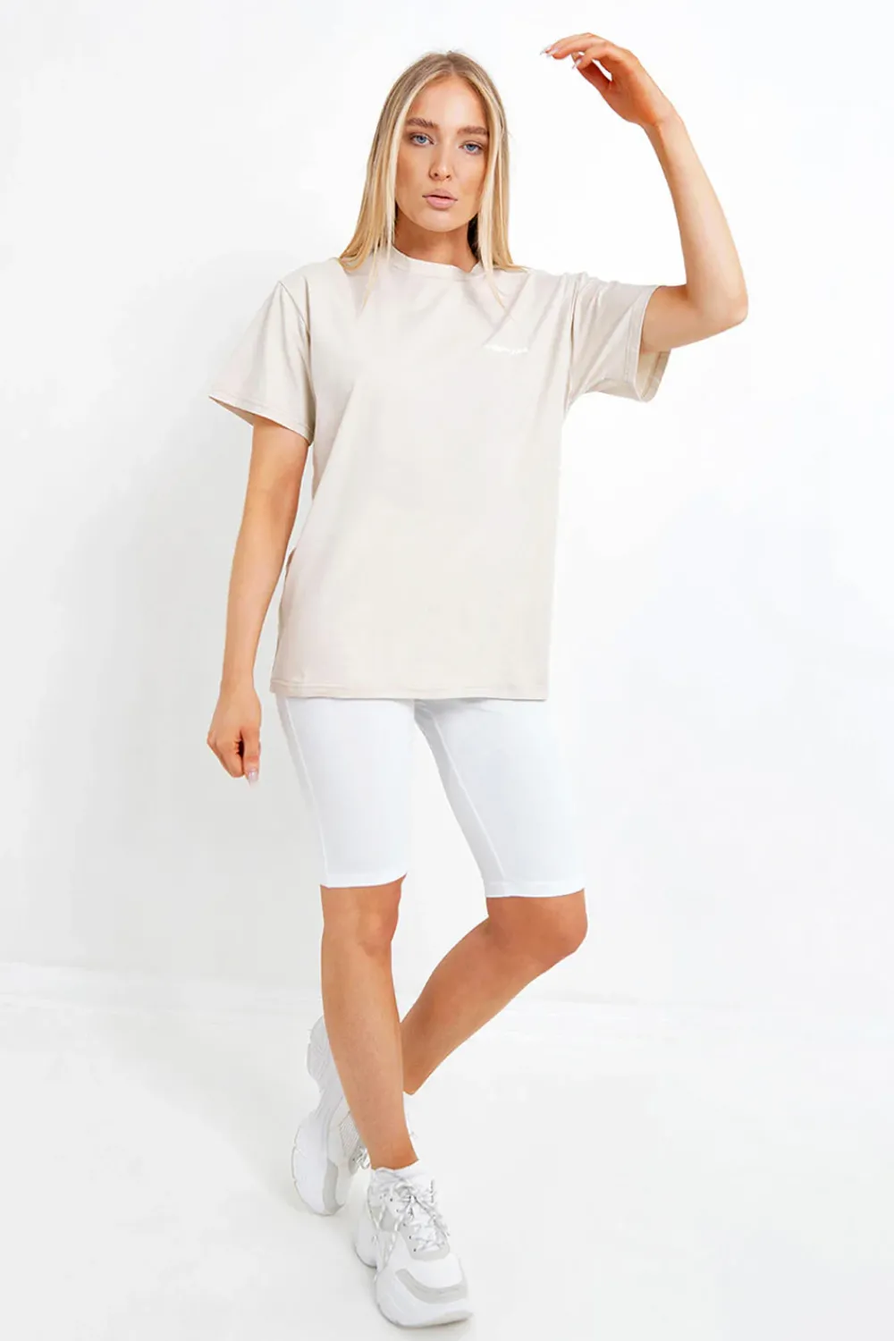 Femme Sixth June Hauts | T-Shirt Double Logo Beige Clair