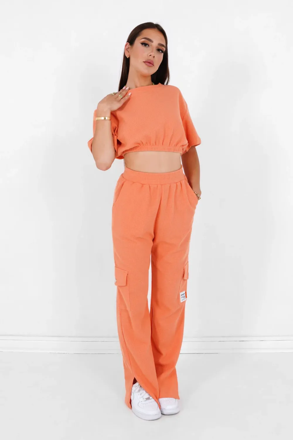 Femme Sixth June Hauts | T-Shirt Elastique Gaufre Orange