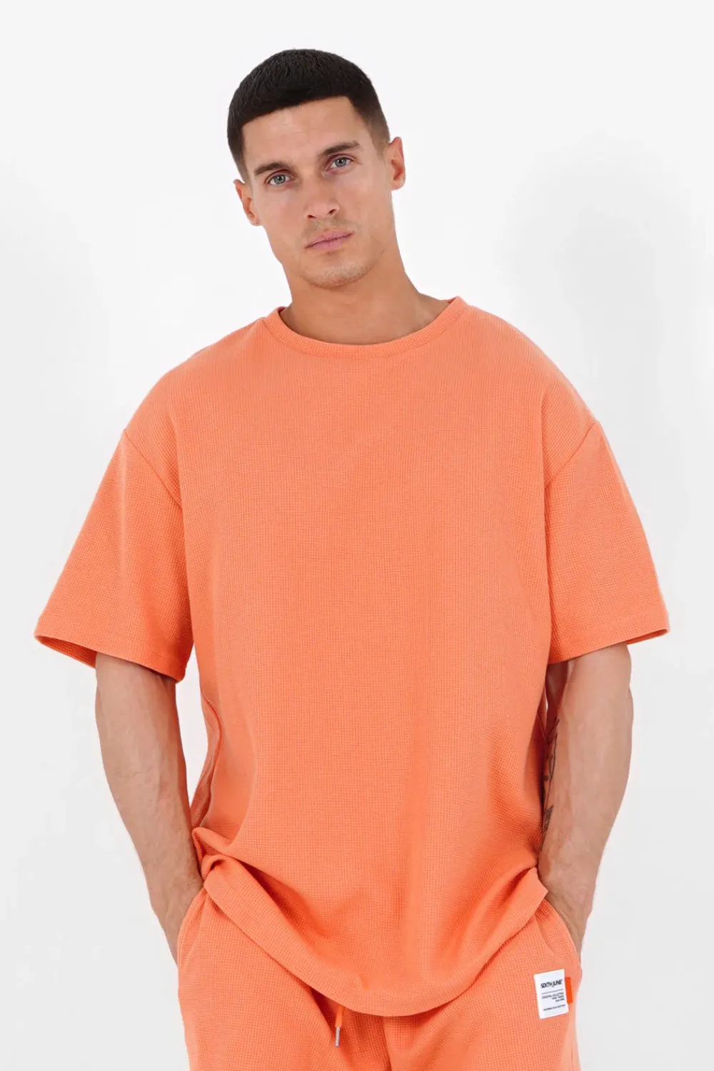 Homme Sixth June Hauts | T-Shirt Gaufre Oversize Orange