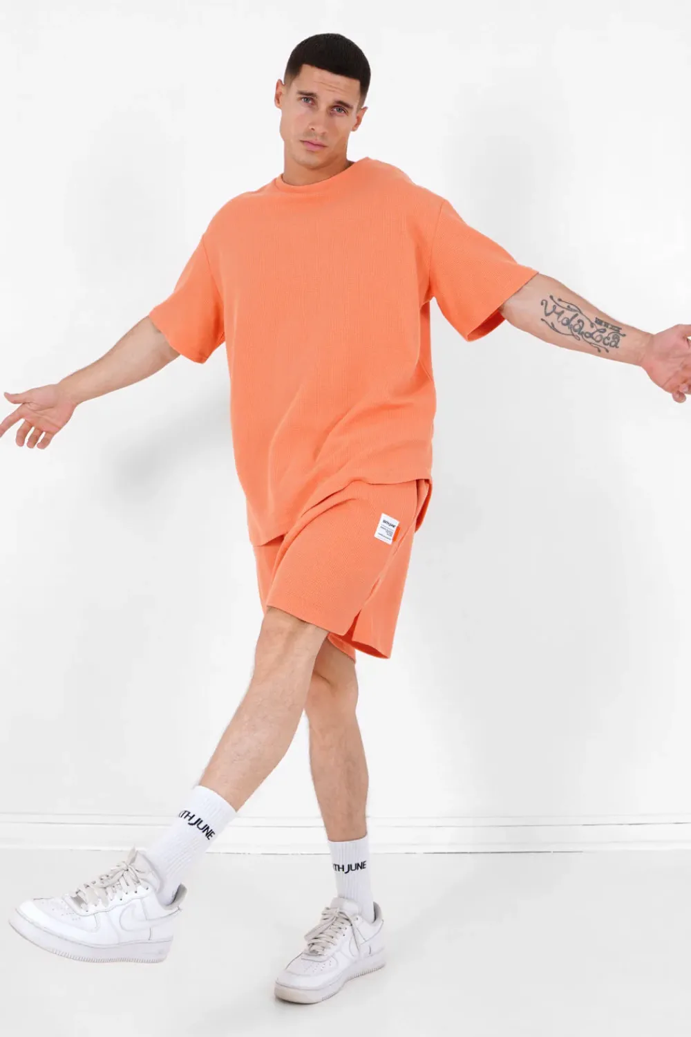 Homme Sixth June Hauts | T-Shirt Gaufre Oversize Orange