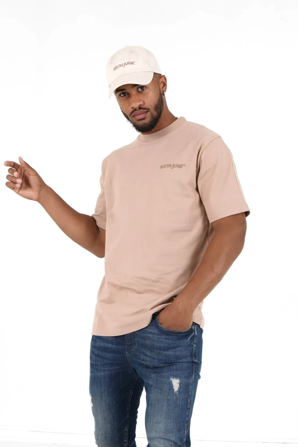 Homme Sixth June Hauts | T-Shirt Logo Brode Beige