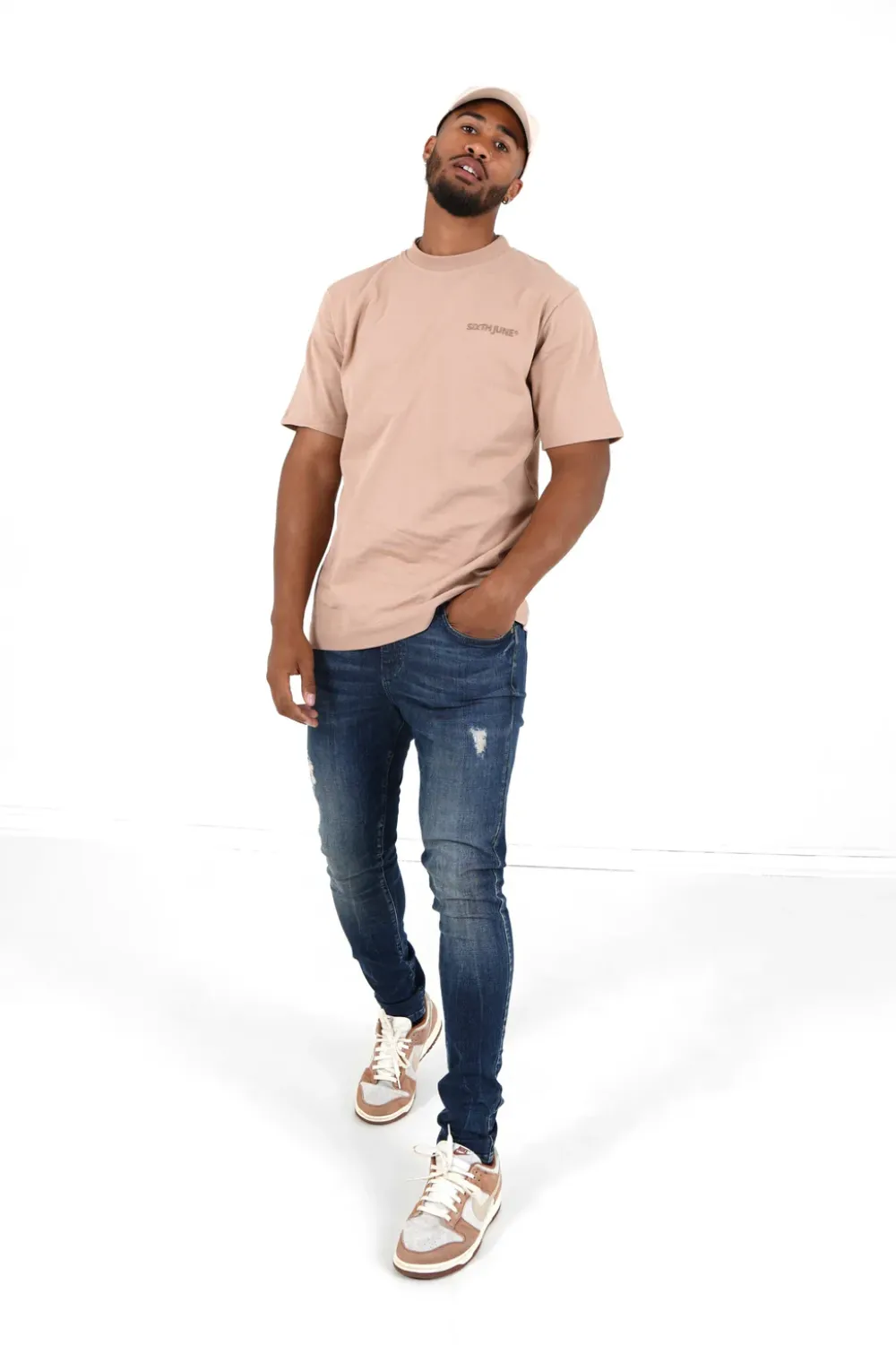 Homme Sixth June Hauts | T-Shirt Logo Brode Beige