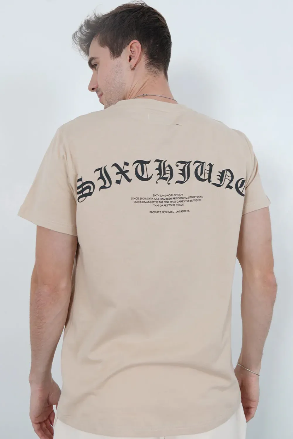 Homme Sixth June Hauts | T-Shirt Logo Gothique Beige