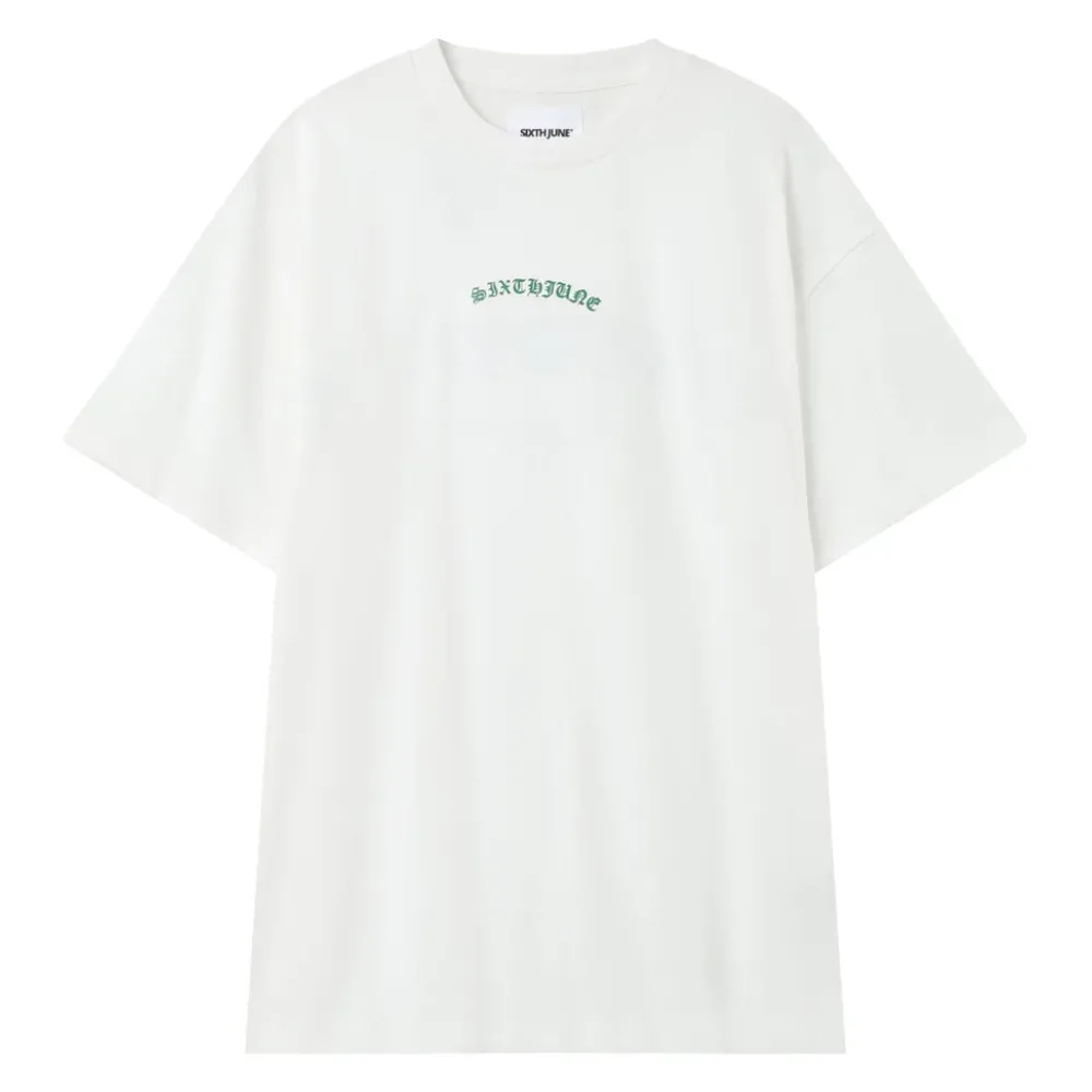 Homme Sixth June Hauts | T-Shirt Logo Gothique Blanc