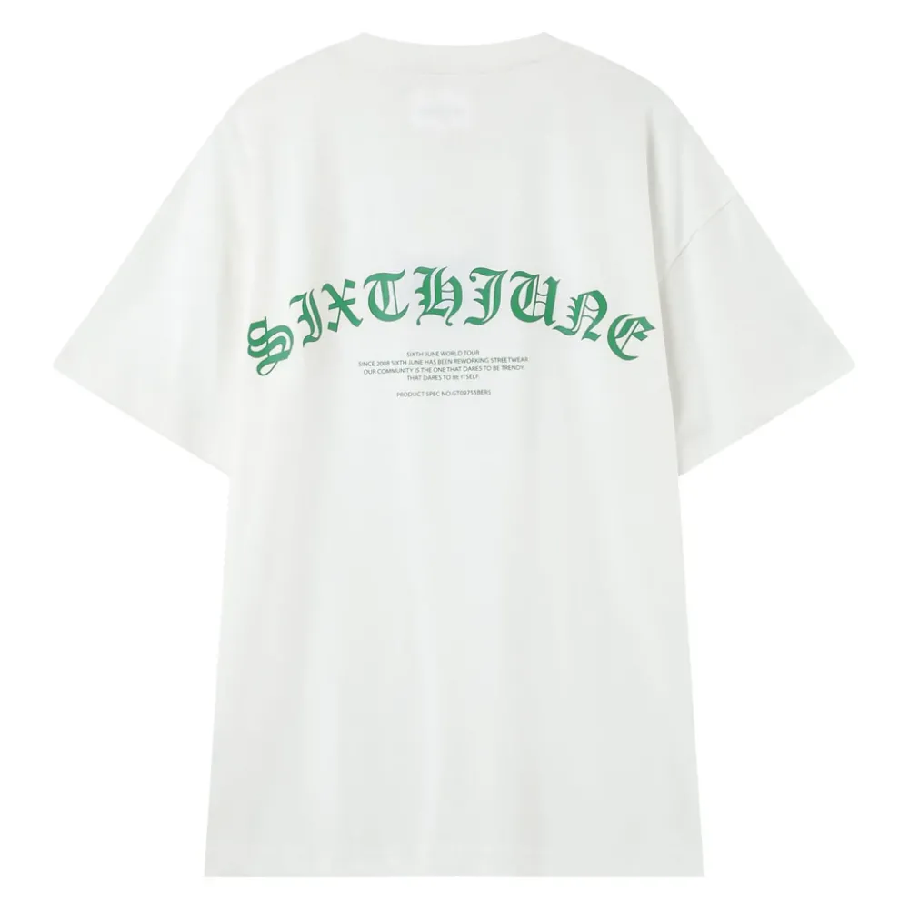 Homme Sixth June Hauts | T-Shirt Logo Gothique Blanc