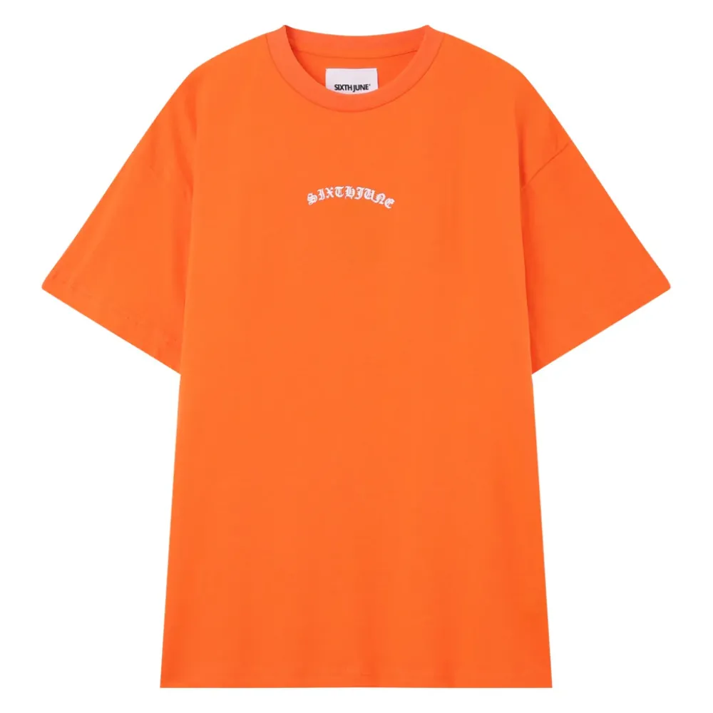 Homme Sixth June Hauts | T-Shirt Logo Gothique Orange