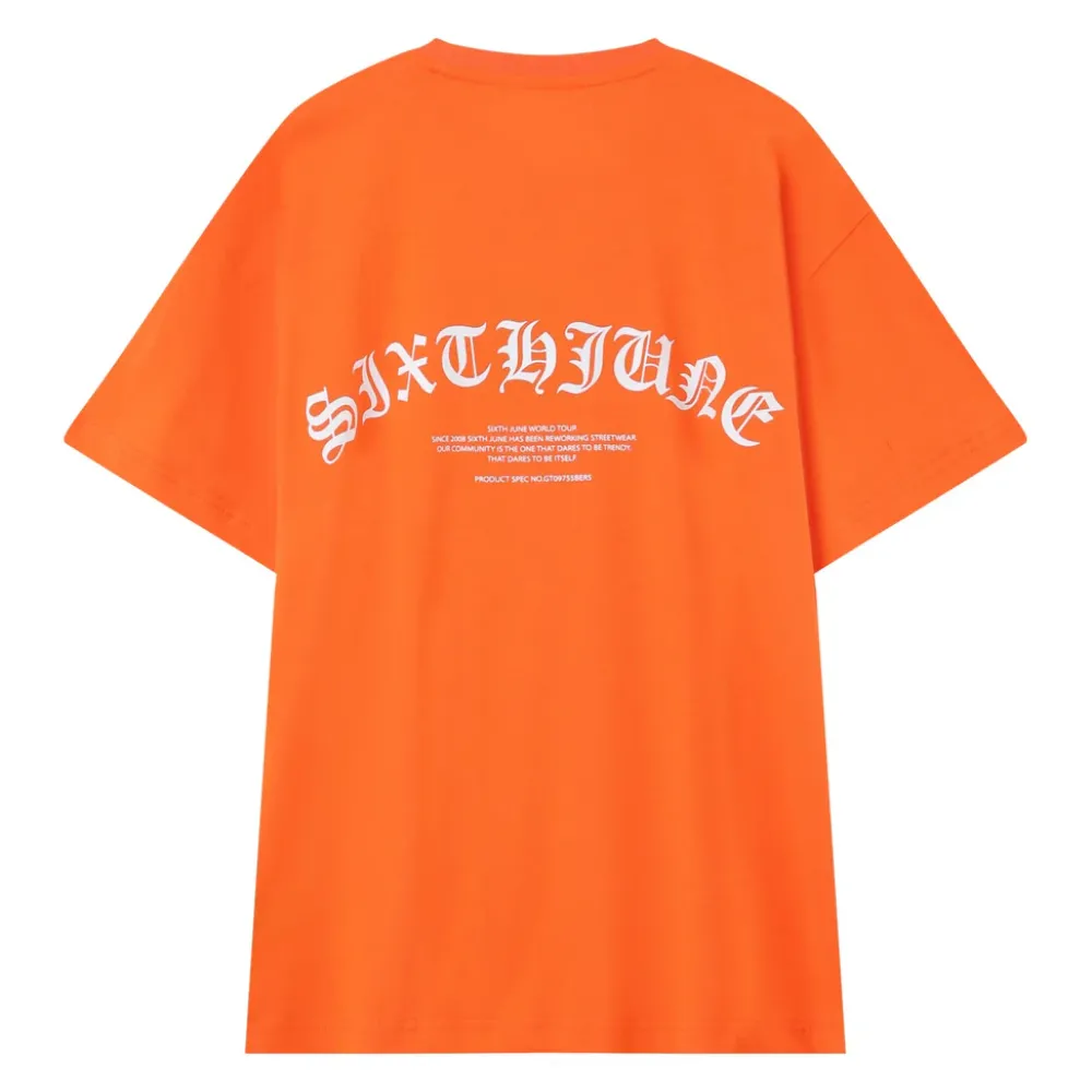 Homme Sixth June Hauts | T-Shirt Logo Gothique Orange