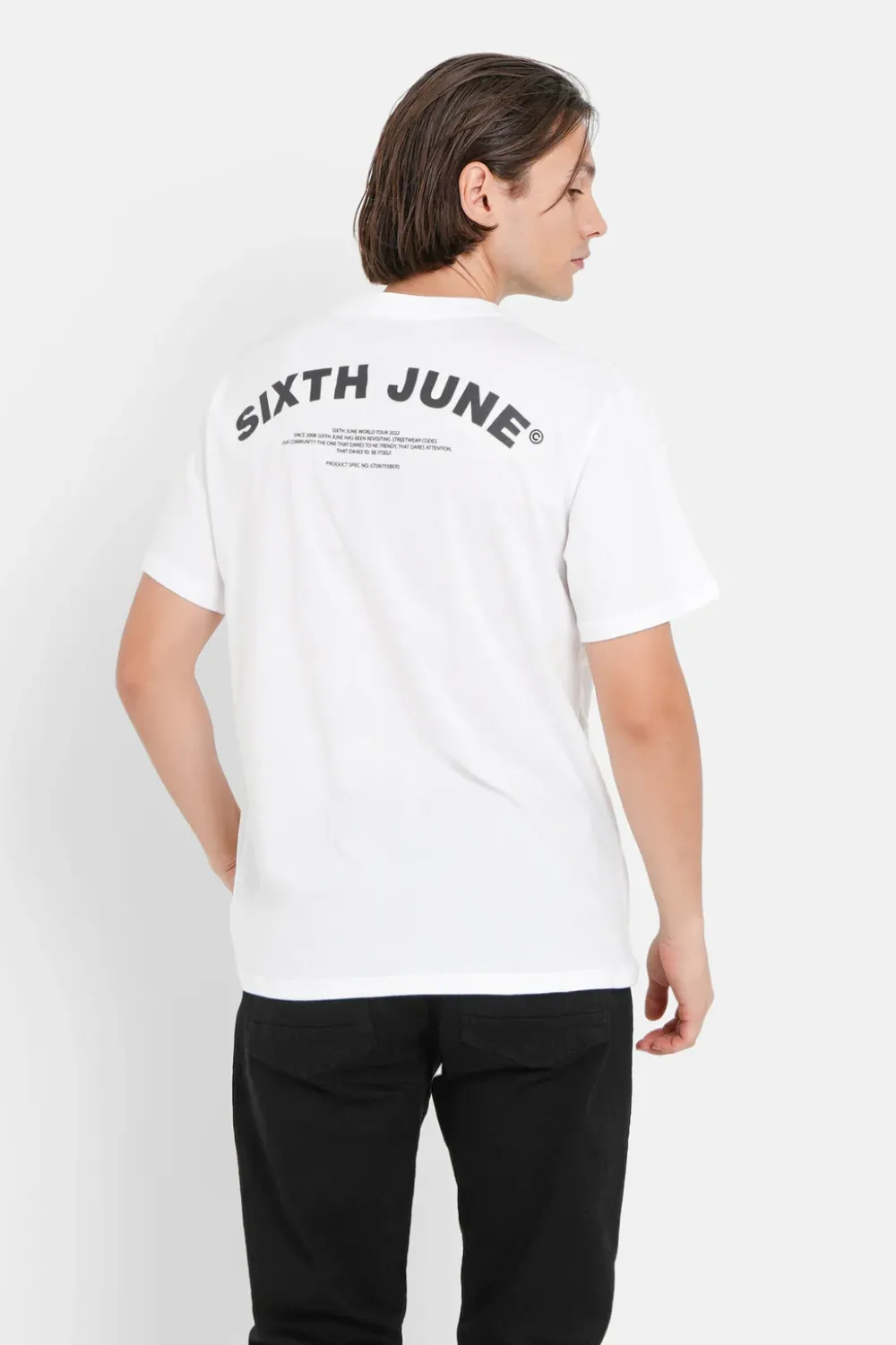 Homme Sixth June Hauts | T-Shirt Logo Incurve Avant Arriere Blanc