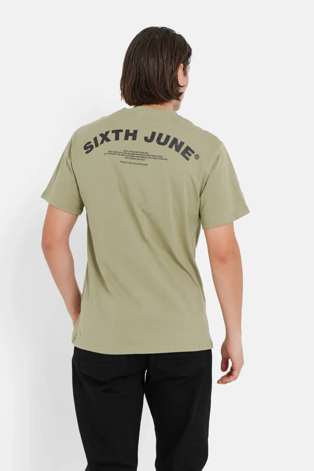 Homme Sixth June Hauts | T-Shirt Logo Incurve Avant Arriere Vert