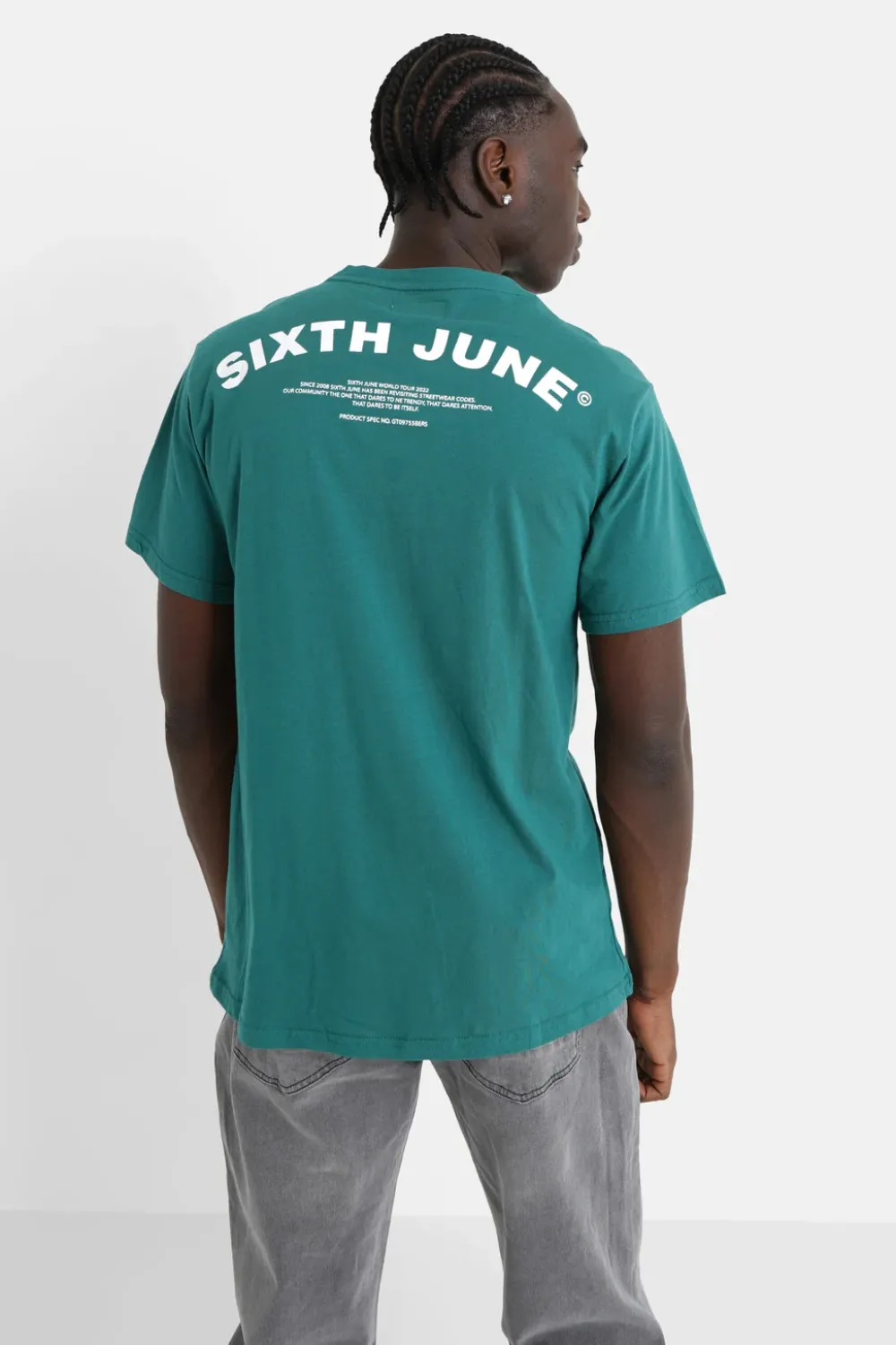 Homme Sixth June Hauts | T-Shirt Logo Incurve Avant Arriere Vert Fonce