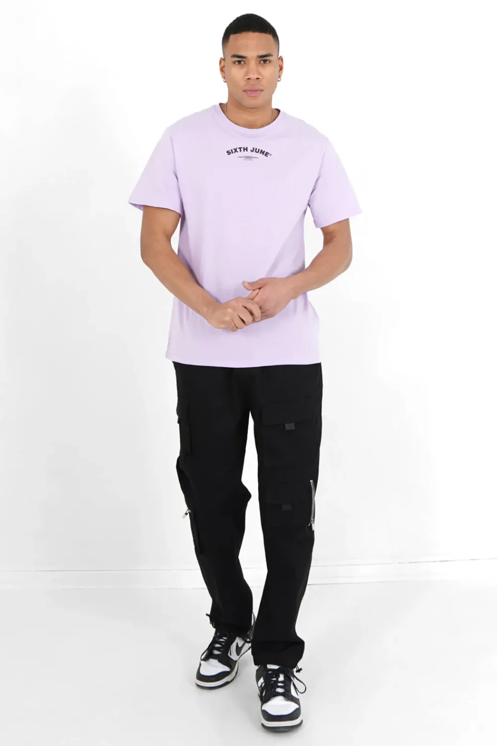 Homme Sixth June Hauts | T-Shirt Logo Incurve Avant Arriere Violet