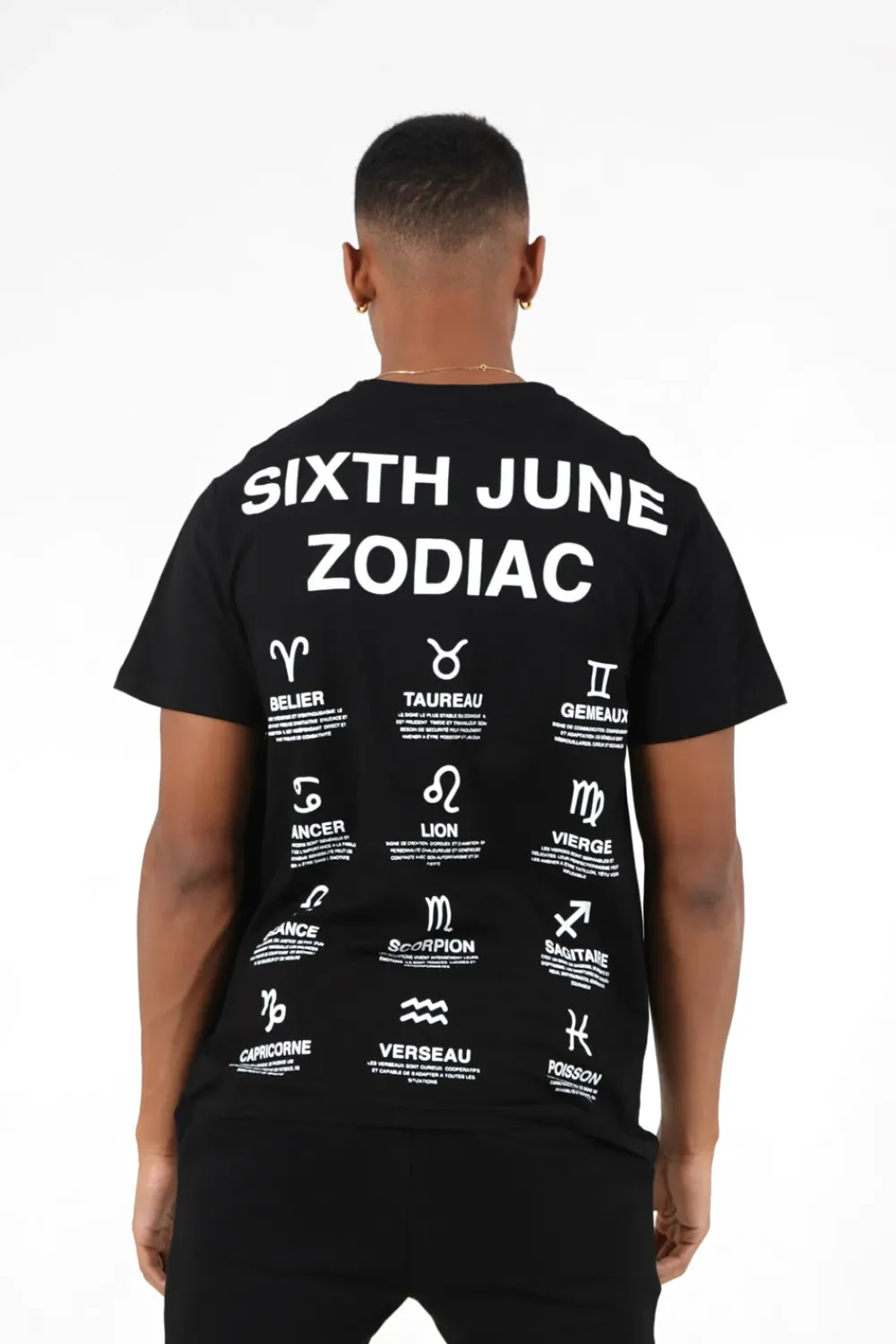 Homme Sixth June Hauts | T-Shirt Manches Courtes Signes Zodiaque Noir