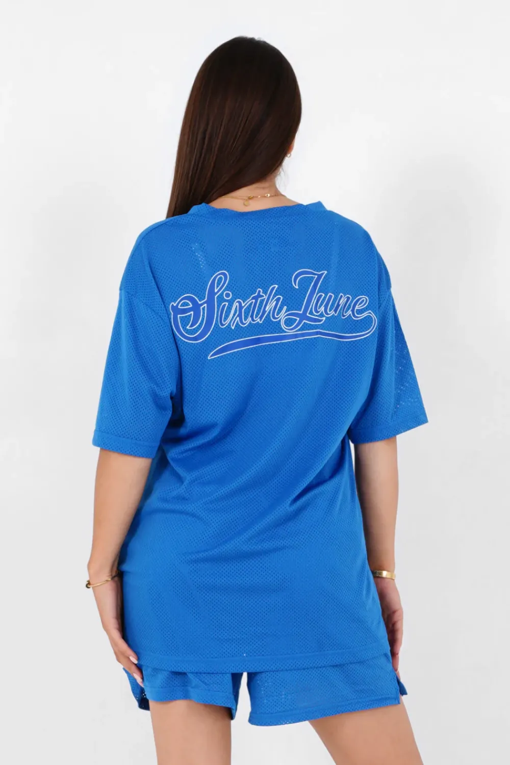 Femme Sixth June Hauts | T-Shirt Mesh Logo Bleu