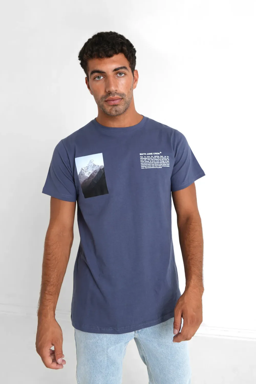 Homme Sixth June Hauts | T-Shirt Moodboard Bleu Fonce