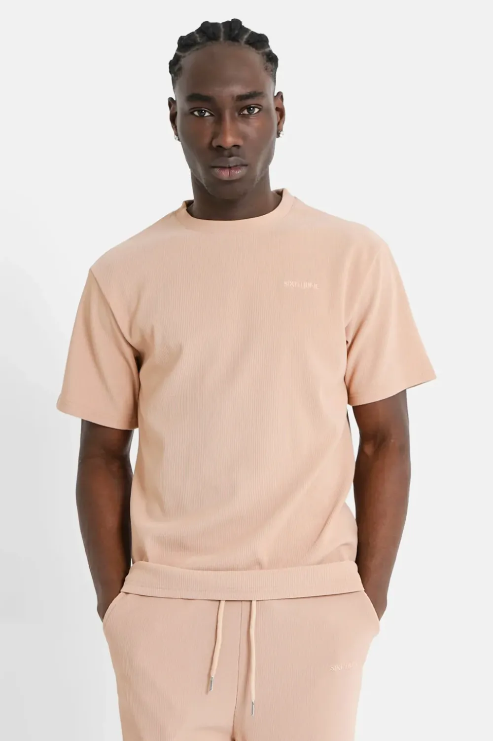 Homme Sixth June Hauts | T-Shirt Plisse Manches Courtes Beige