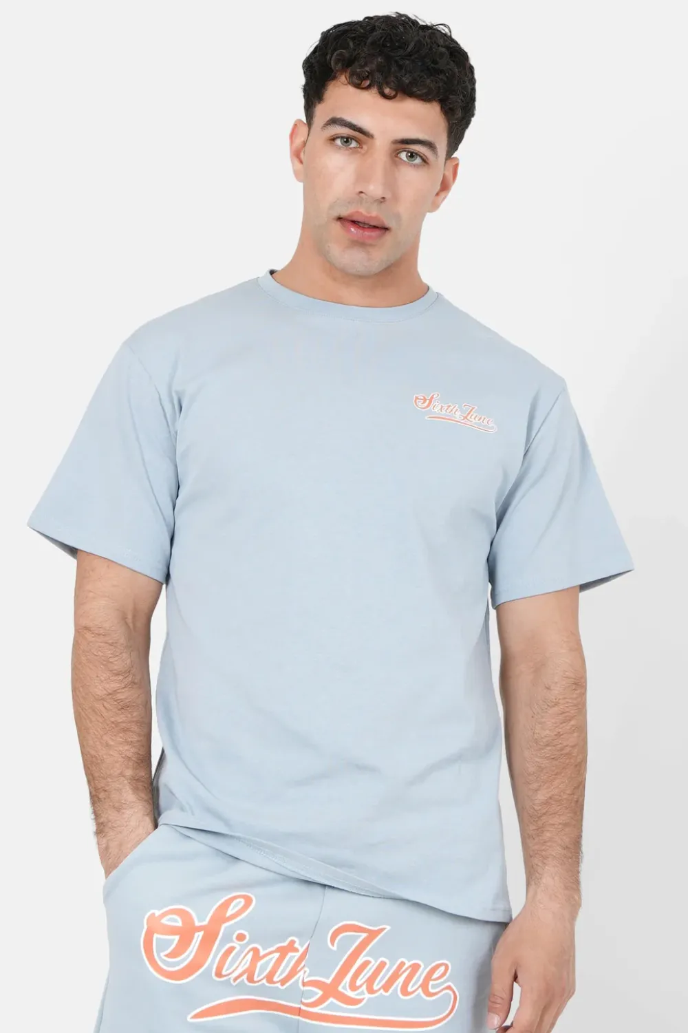 Homme Sixth June Hauts | T-Shirt Retro Logo Bleu Clair