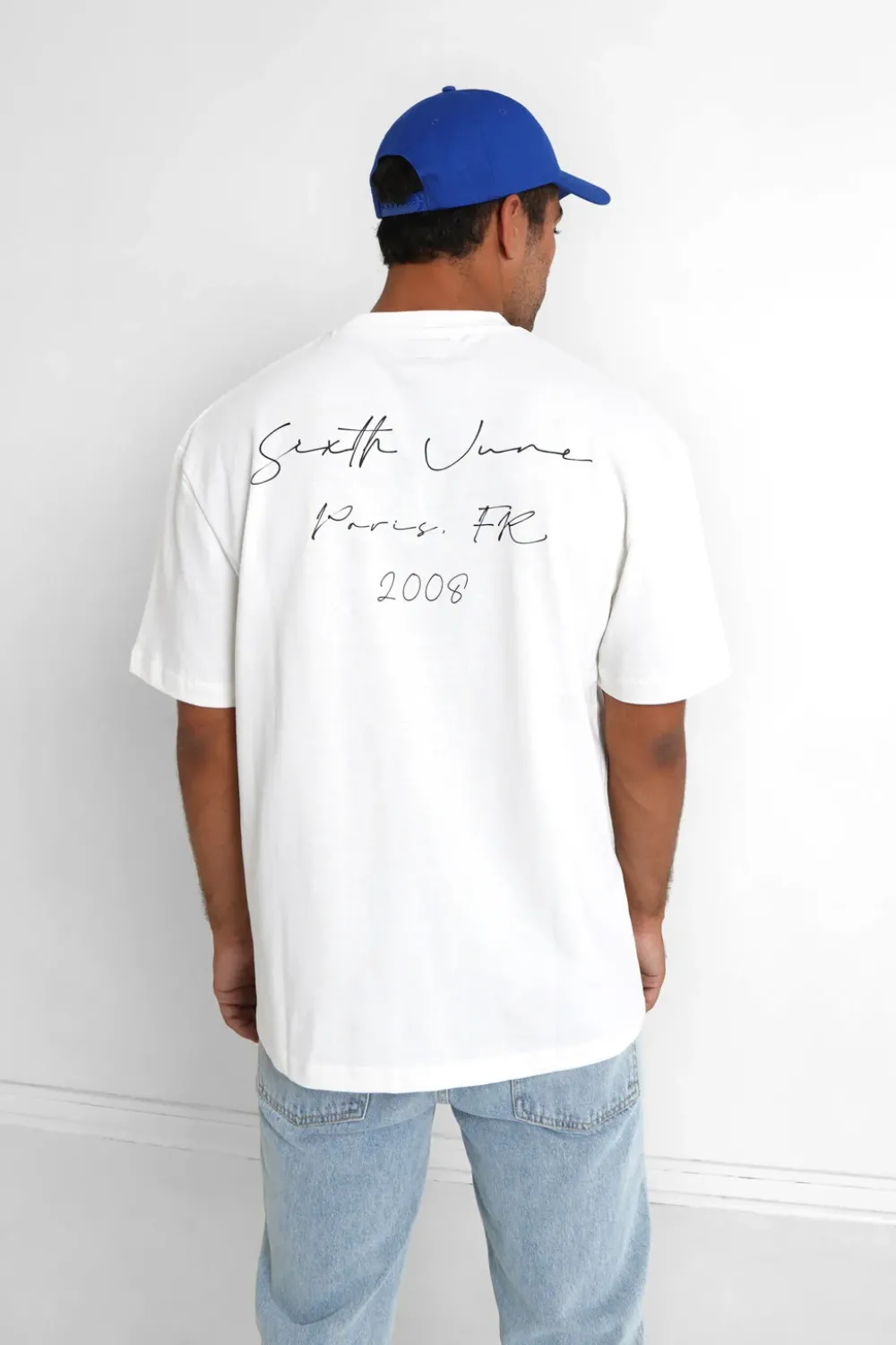 Homme Sixth June Hauts | T-Shirt Signature Arriere Blanc Casse