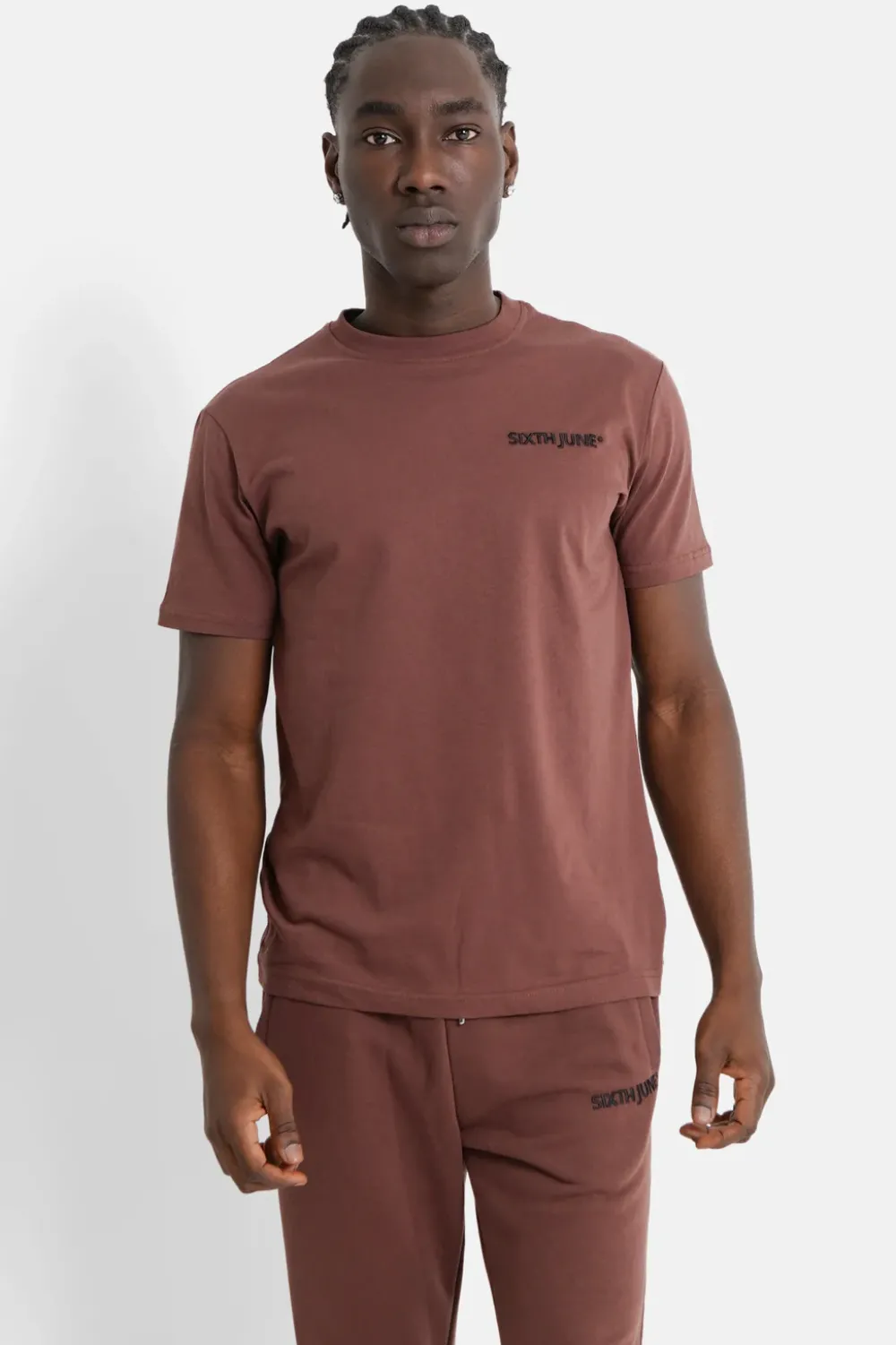 Homme Sixth June Hauts | T-Shirt Soft Logo Brode Marron