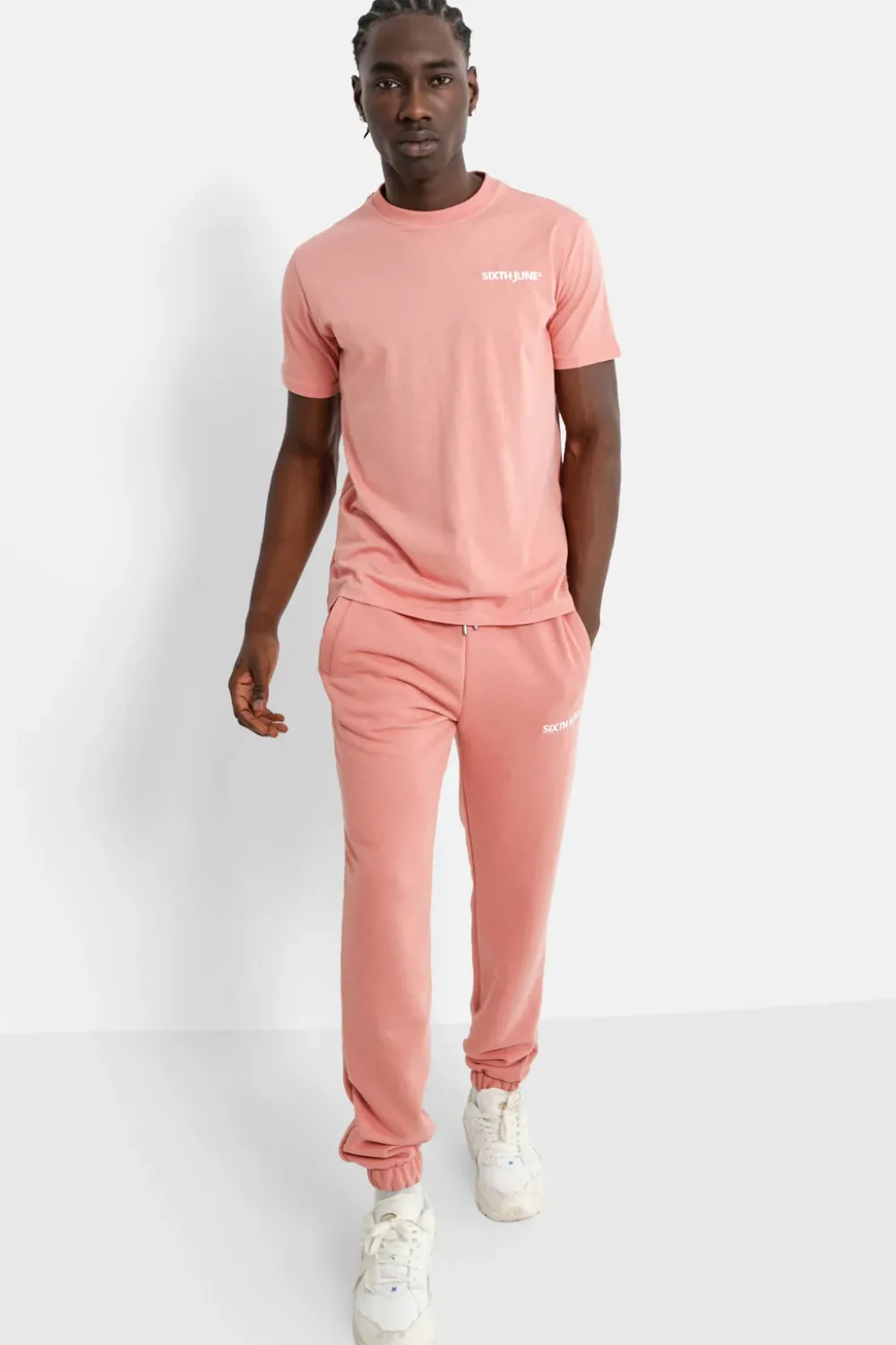 Homme Sixth June Hauts | T-Shirt Soft Logo Brode Rose Clair