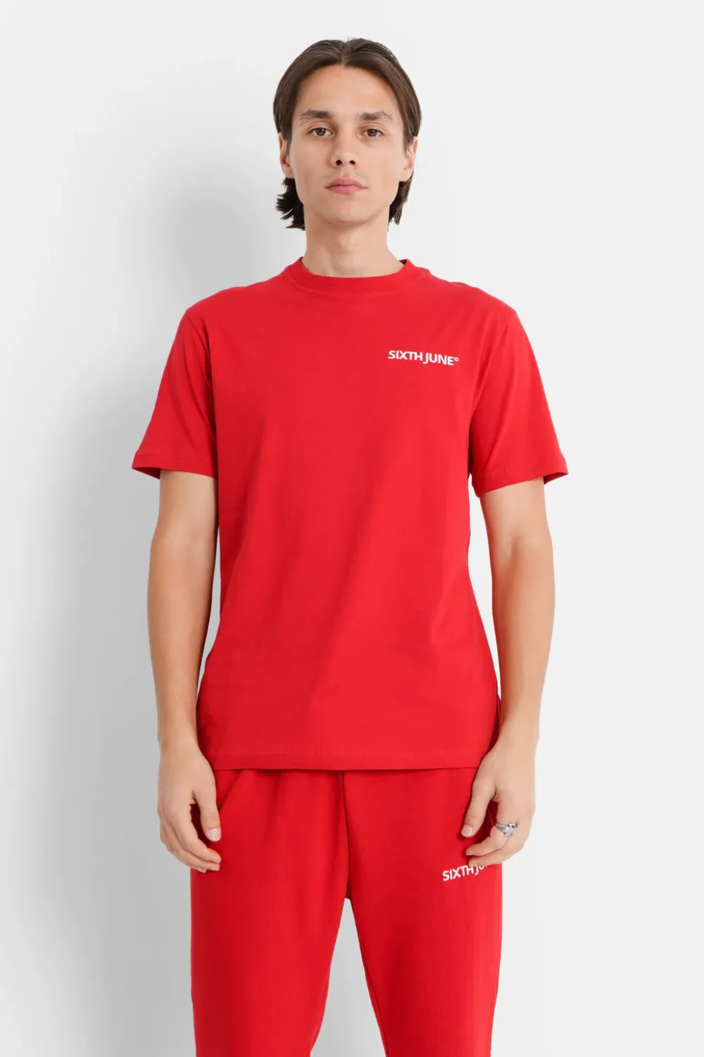 Homme Sixth June Hauts | T-Shirt Soft Logo Brode Rouge