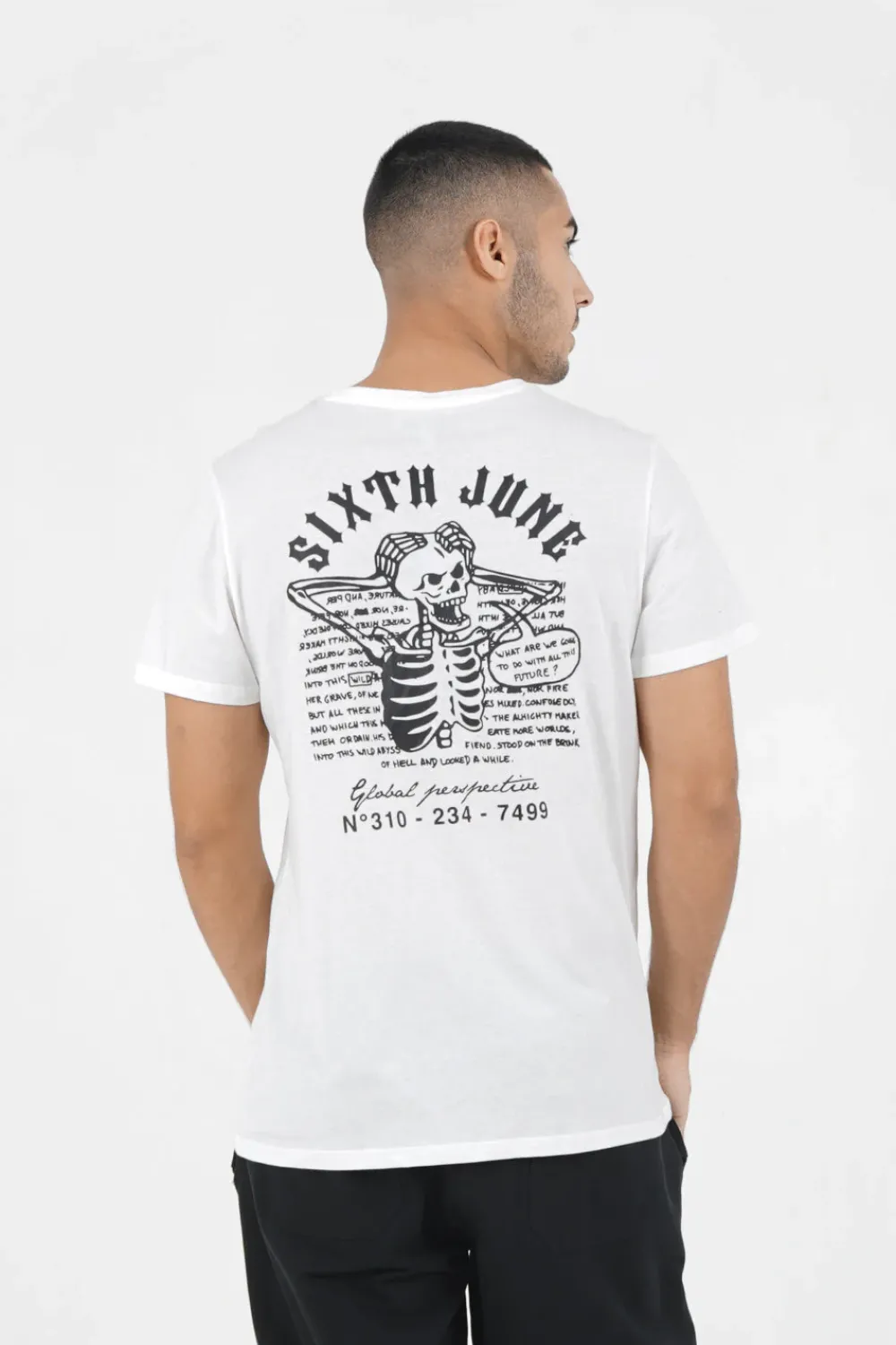 Homme Sixth June Hauts | T-Shirt Squelette Gothique Blanc