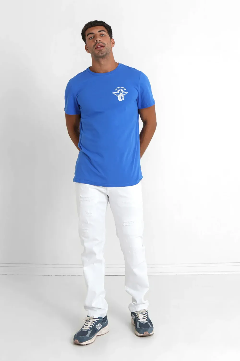 Homme Sixth June Hauts | T-Shirt Squelette Gothique Bleu Fonce