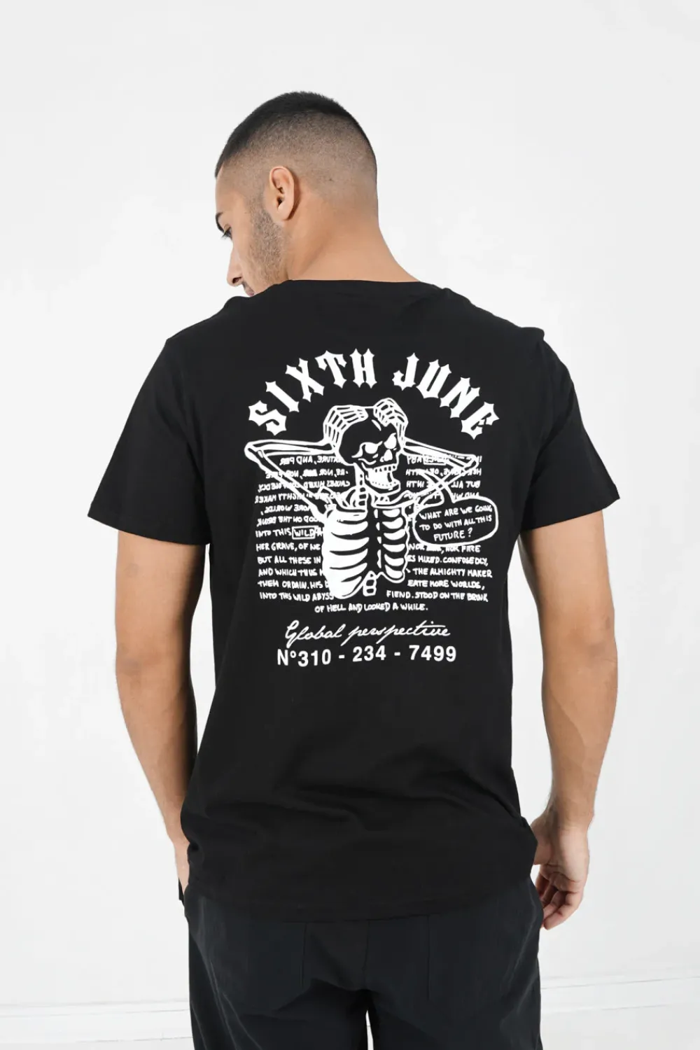 Homme Sixth June Hauts | T-Shirt Squelette Gothique Noir