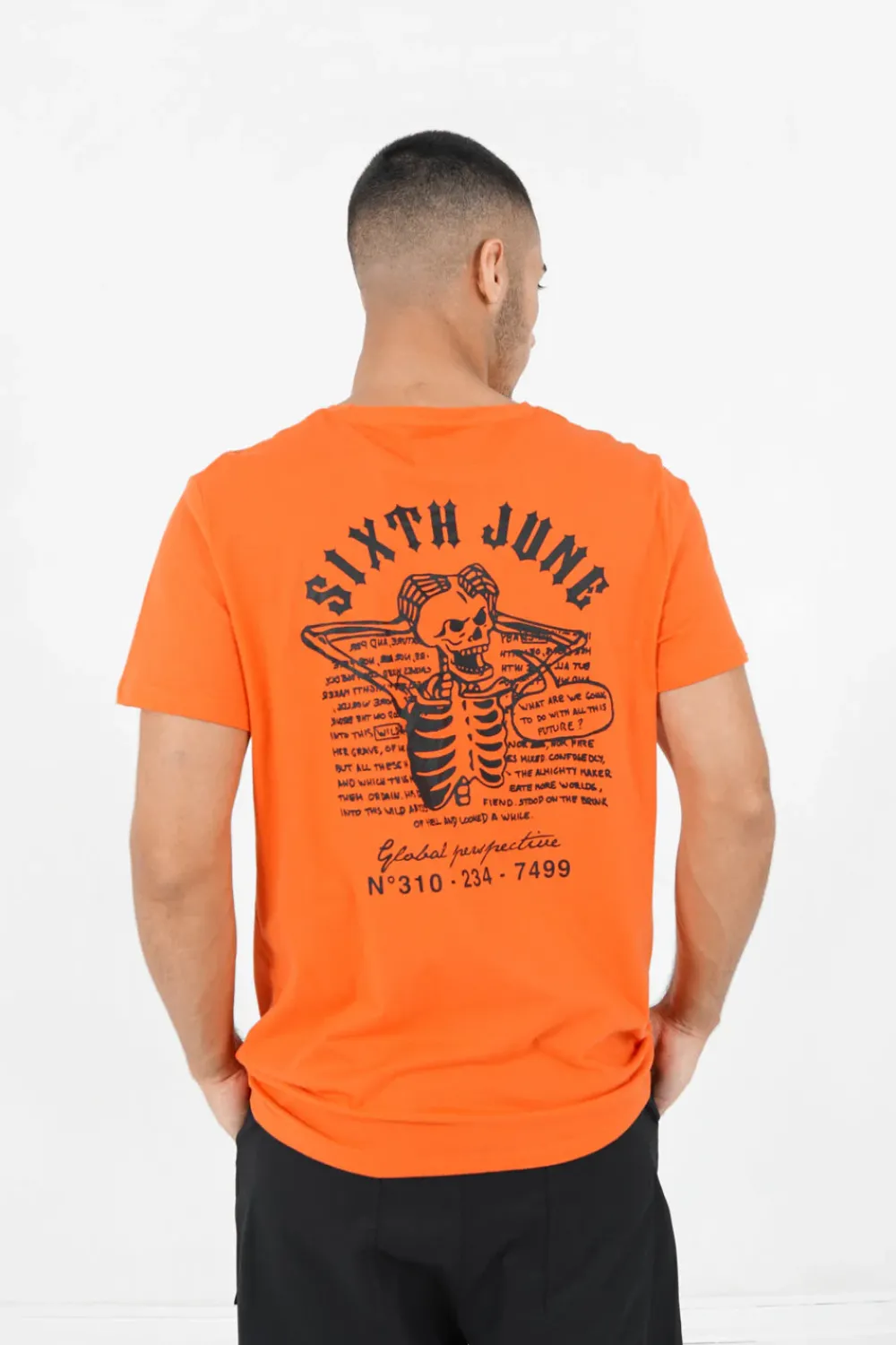 Homme Sixth June Hauts | T-Shirt Squelette Gothique Orange