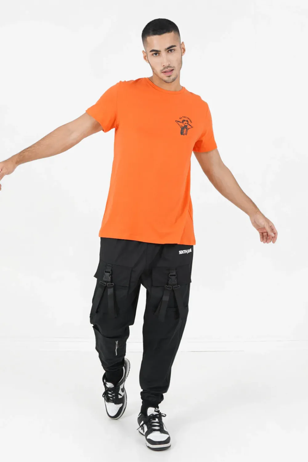 Homme Sixth June Hauts | T-Shirt Squelette Gothique Orange