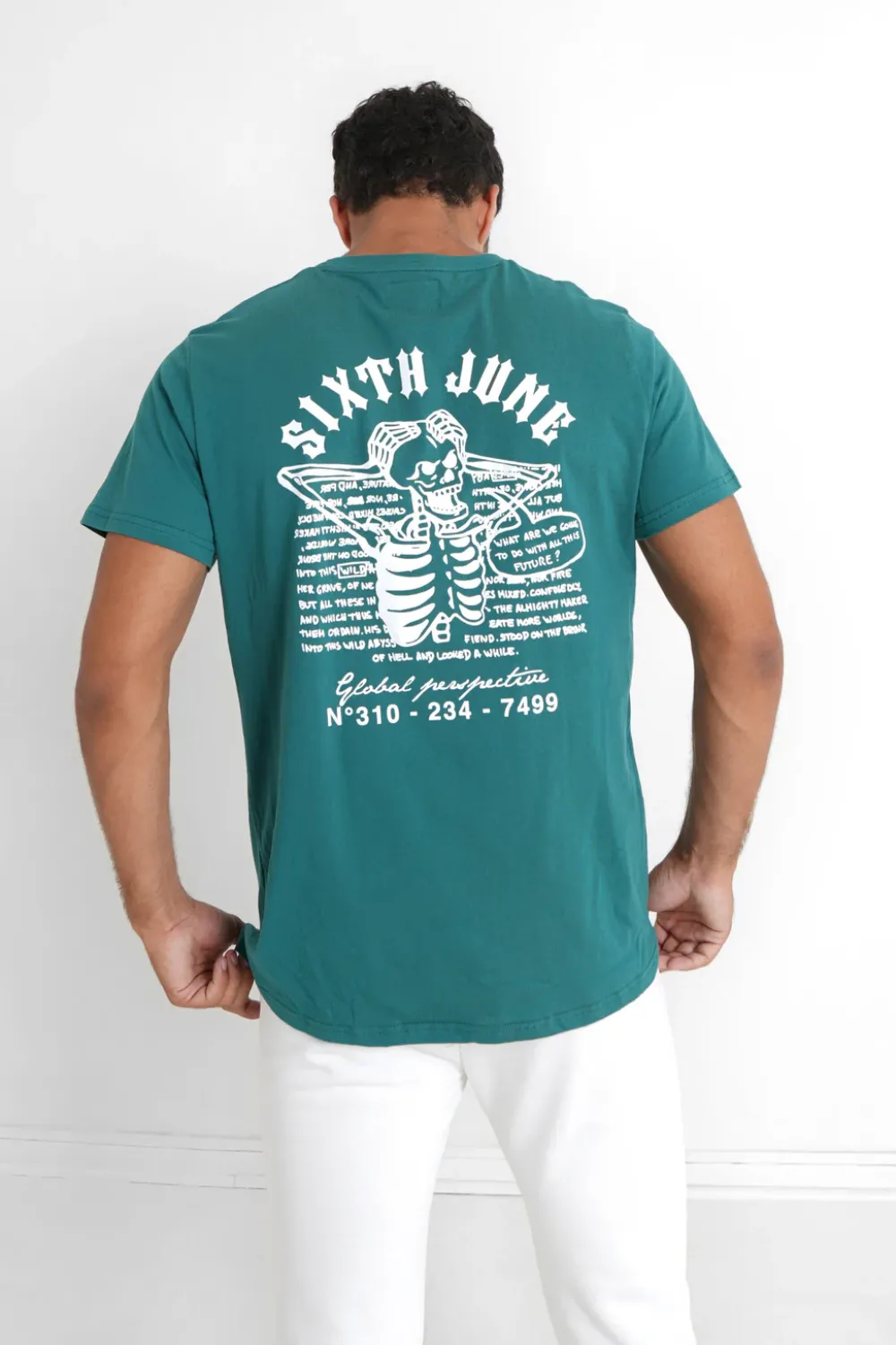 Homme Sixth June Hauts | T-Shirt Squelette Gothique Vert Fonce